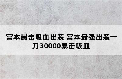 宫本暴击吸血出装 宫本最强出装一刀30000暴击吸血